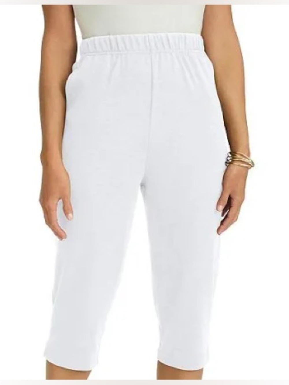 Jessica London: 18W, White Cropped Pull-On Pants